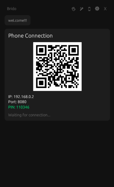 Phone connection screen